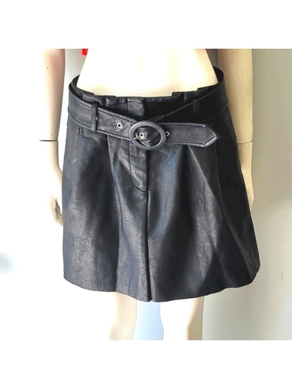 Zara Faux Leather Belted Skirt